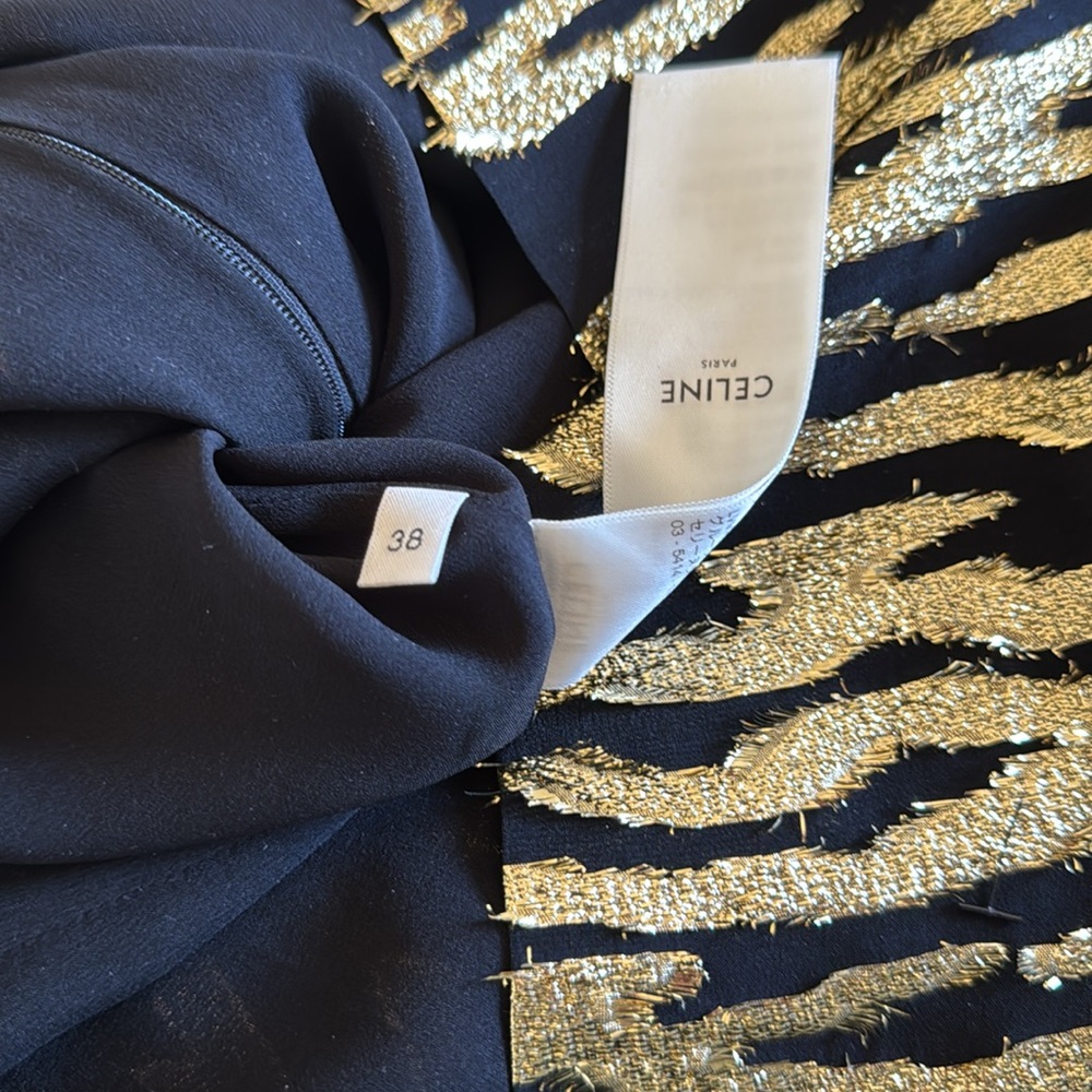 CELINE Paris Black and Gold Lame Patterned Mini Dress FR 38 US2/4 - Picture 11 of 11